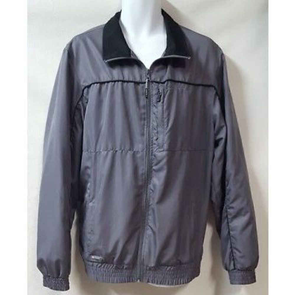 Black Mountain Summit Gray Windbreaker Jacket Size XL Zipper Pockets Lined